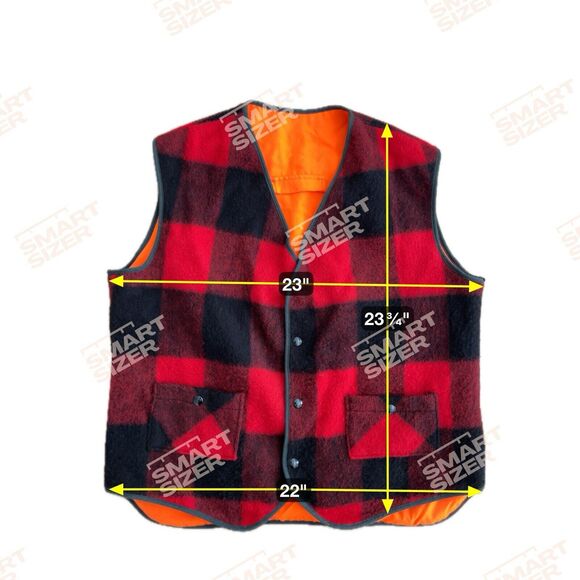 Vintage Woolrich Buffalo Check Plaid & Orange Reversible Hunting Vest Size L - Picture 12 of 13